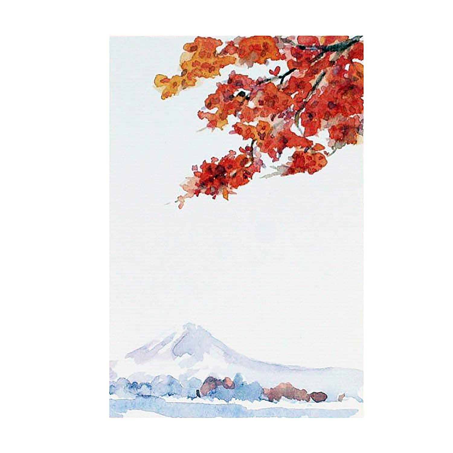 Amazon | めでたや 季節のはがき 富士と紅葉 秋 イラスト 葉書 富士山